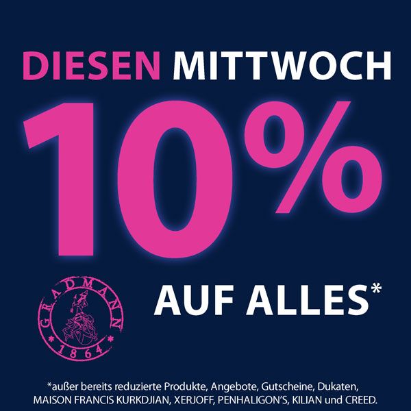 10 % am Mittwoch auf fast alle Produkte im GRADMANN 1864 Onlineshop